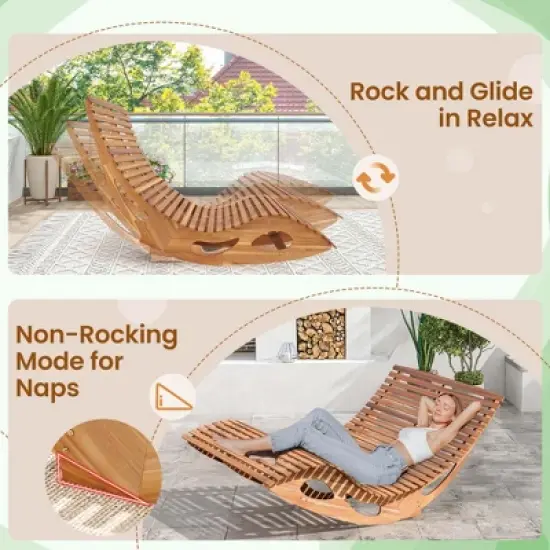 Costway Outdoor Double Chaise Lounge for 2 with High Back Slatted Seat Stopper for Patio image {7}