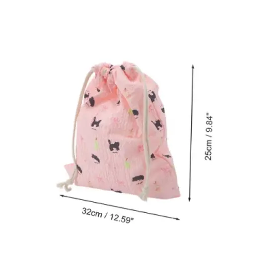 Unique Bargains Black Cat Pear Drawstring Makeup Bag Pink 1 Pc image {1}