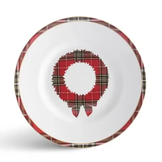 222 Fifth 12pc Wexford Dinnerware Set Red: Holiday & Christmas Dishes, Porcelain, Dishwasher & Microwave Safe image {7}