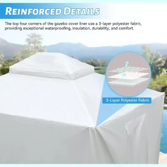 DOMETOUR 12'x12' Universal Gazebo Cover with Sidewalls & Mesh Windows, Waterproof All-Season Enclosure for Hardtop Gazebos, White image {2}