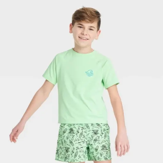 Boys' Short Sleeve Rash Guard Swim Shirt - art class&trade; Green image {3}