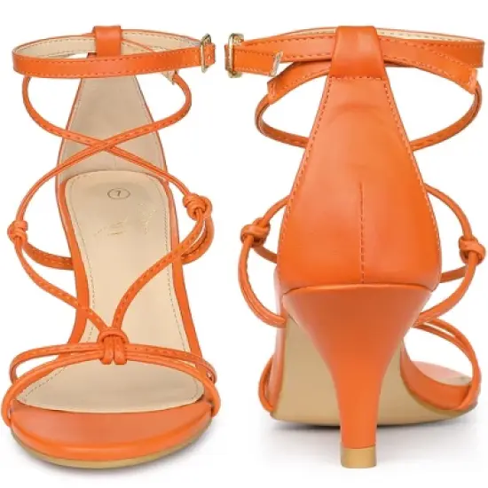 Perphy Strappy Knot Ankle Strap Kitten Heels Sandals for Women image {1}