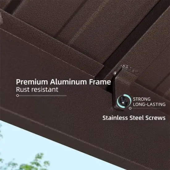 PURPLE LEAF Patio Hardtop Brown Grill Gazebo Metal Roof with 2 Side Shelves Deck Yard Tent Aluminum Garden Outside Sun Shade Outdoor BBQ Canopy image {6}