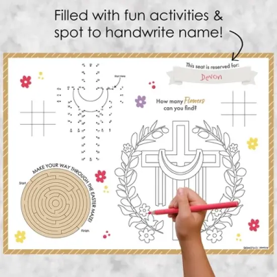 Big Dot of Happiness Religious Easter - Paper Christian Holiday Party Coloring Sheets - Activity Placemats - Set of 16 image {1}
