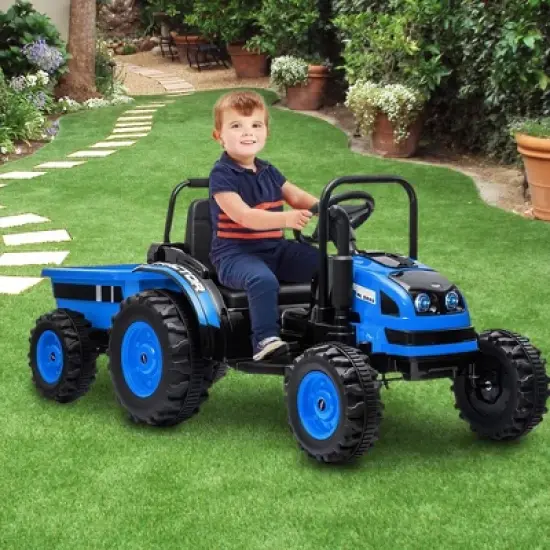 12V Electric Ride-On Tractor for Kids with Trailer image {4}