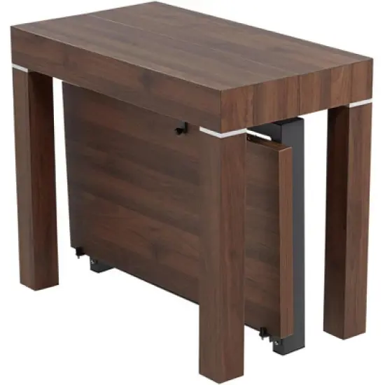 55 Downing Street Modern Distressed Walnut Wood Rectangular Dining Table 59 1/4" x 35 1/2" Brown 2-Leaf Extension for Spaces Living Room Dining Room image {5}