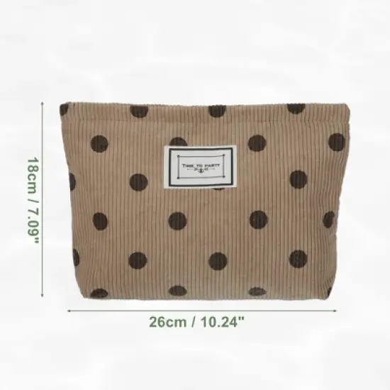 Unique Bargains Portable Corduroy Polka Dot Makeup Bags and Organizers 1 Pc image {3}