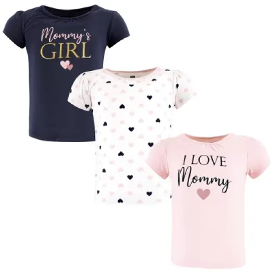 Hudson Baby Infant Girl Short Sleeve T-Shirts, Girl Mommy Pink Navy image {5}