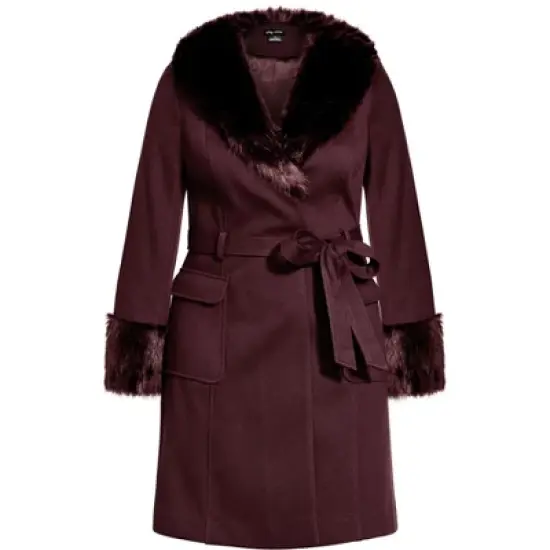 Women's Plus Size Make Me Blush Coat - Bordeaux | CITY CHIC image {4}
