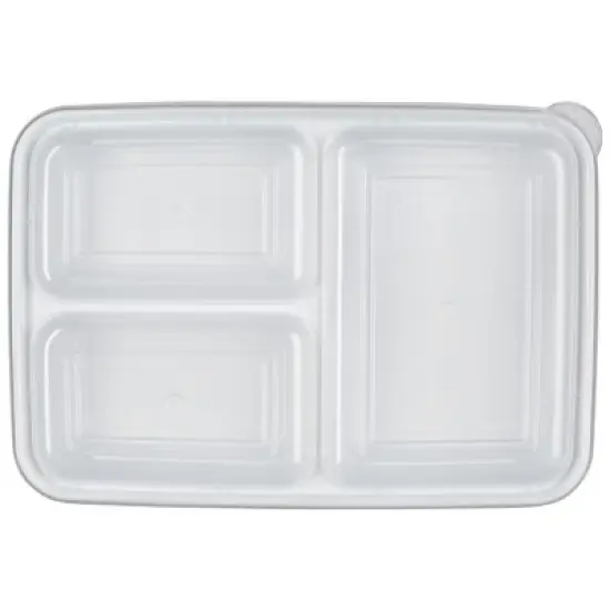GoodCook Meal Prep 3 Compartment Rectangle Containers + Lids - 4Cups - 20pcs/10ct - White image {2}