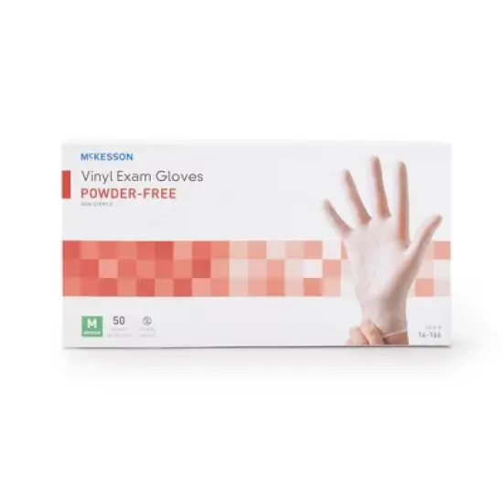 McKesson Confiderm Disposable Vinyl Exam Glove Standard Cuff Length SMALL image {1}