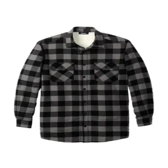 KingSize Men's Big & Tall Fleece Faux Shearling Shirt Jacket - Big - XL, Black Buffalo Check image {1}