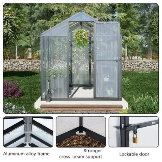 AOODOR Walk-in Greenhouse Polycarbonate Panel Hobby GreenhousesGarden image {3}