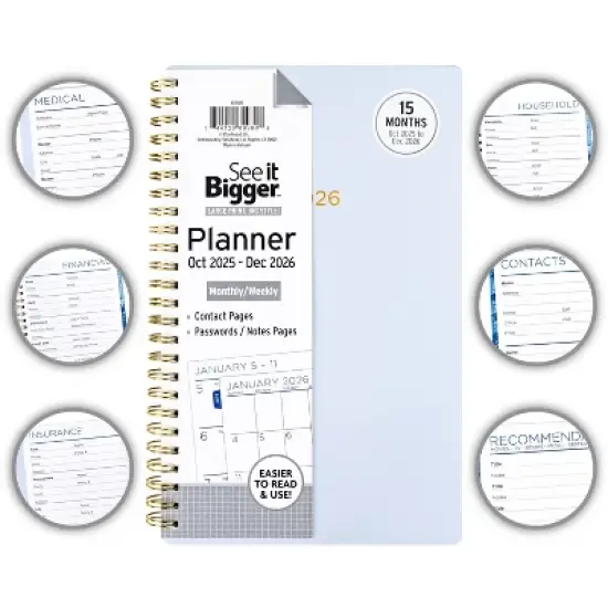 See It Bigger 2025-2026 15 Months Monthly/Weekly 5.5"x8.5" Planner Medium image {2}