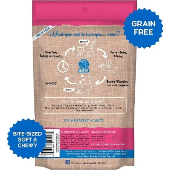 Buddy Biscuits Grain-Free with Savory Turkey & Cheddar Cat Treats, 3-oz bag image {2}
