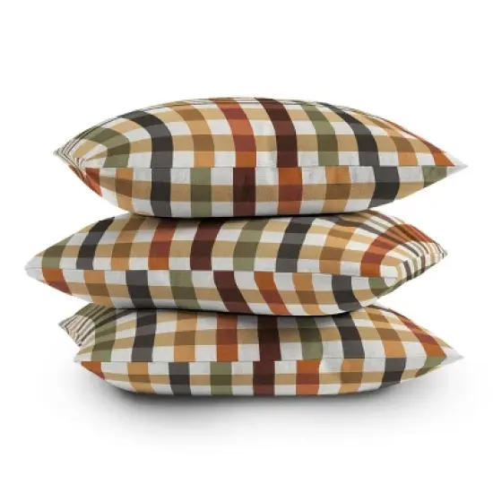 16"x16" Deny Designs Ninola Design Gingham Outdoor Throw Pillow Brown: Abstract Pattern, Polyester Fill, Square Shape image {3}
