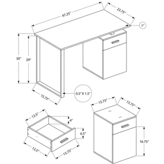 PAGED 47.25" L Gaming Desk Contemporary Office Desk with Storage Drawers, Computer Desk for Living Room image {4}