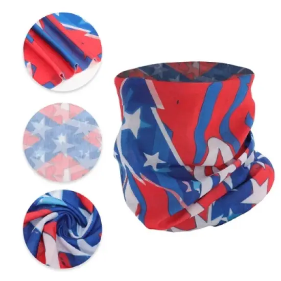 Unique Bargains Sunscreen Stars Pattern Face Scarf Mask Red Blue 1 Pc image {2}