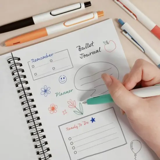 Wrapables Whisper Motion Silent Retractable Gel Pen Set (5 Pack), 0.5mm Fine Point, for Home, Office, Work image {8}