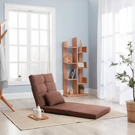 Triple Fold Down Sofa Bed, Adjustable Floor Couch Sofa with One Pillow, 5 Reclining Position, Convertible Polyester Guest Sleeper image {5}