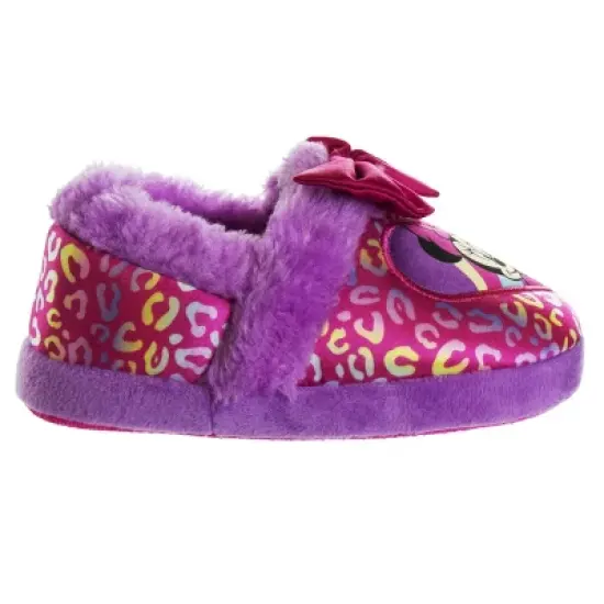 Disney Kids Girl's Minnie Mouse Slippers - Plush Lightweight Warm Comfort Soft Aline House Slippers - Fuchsia Purple (size 5-12 Toddler/Little Kid) image {3}