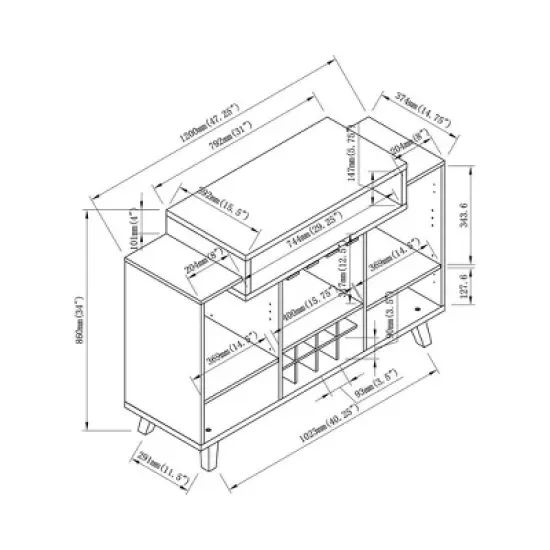 Dorfella 2 Open Shelf Buffet Red Cocoa - miBasics image {4}