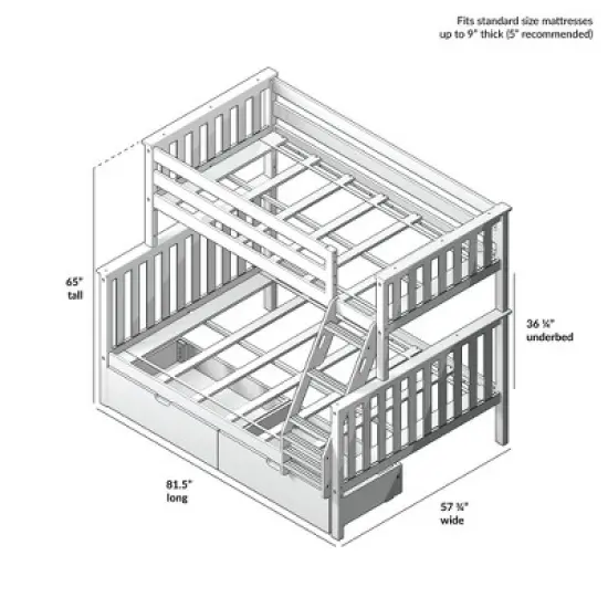 Max & Lily Twin over Full Staircase Bunk Bed with Storage Drawers image {5}