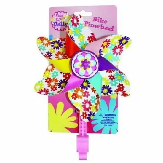 Ride Along Dolly Bike Handlebar Pinwheel - Spinning Flower Pinwheel for Kid's Bicycle - Snaps on for Easy Attachment image {3}