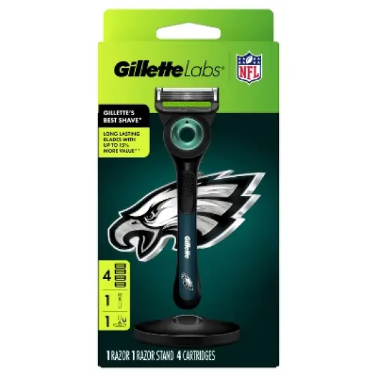 Gillette Labs Men's Special NFL Eagles Edition Shaving Razor with 4 Refills and Magnetic Stand image {1}