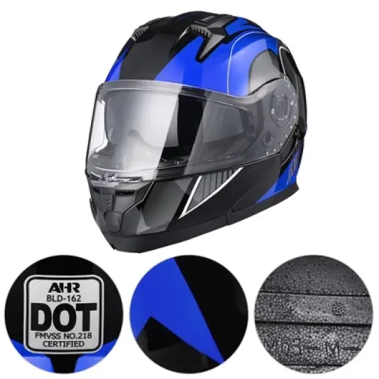 AHR Modular Full Face Motorcycle Helmet Flip up Dual Visor Motocross DOT S/M/L/XL/XXL image {2}