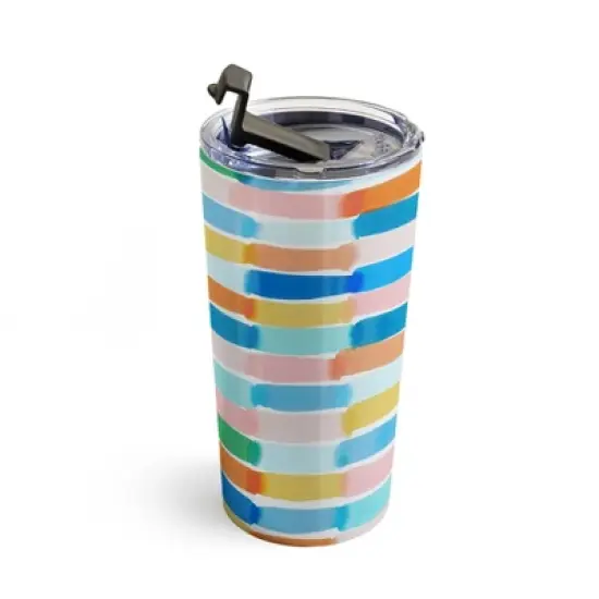 Jacqueline Maldonado Dreamy Watercolor Dashes Multi 20 oz Stainless Steel Travel Mug - Deny Designs image {2}