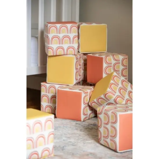 JumpOff Jo &ndash; Soft Foam Blocks Playset &ndash; Stacking Cube Building Blocks for Babies, Toddlers &ndash;  6x6 in. Blocks, Set of 12 &ndash; Multicolor - Boho Rainbow image {4}