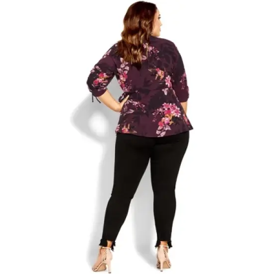 Women's Plus Size Marbella Night Top - burgundy | CITY CHIC image {1}
