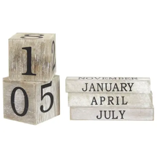 Juvale Wooden Perpetual Block Calendar for Desk, Wood Month Date Display Blocks Rustic-Style Farmhouse-Themed Office Decor, 5 x 4 In image {6}