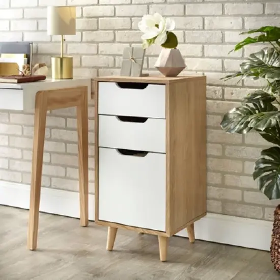 Este 3 Drawer Filing Cabinet Natural/White - Buylateral image {1}