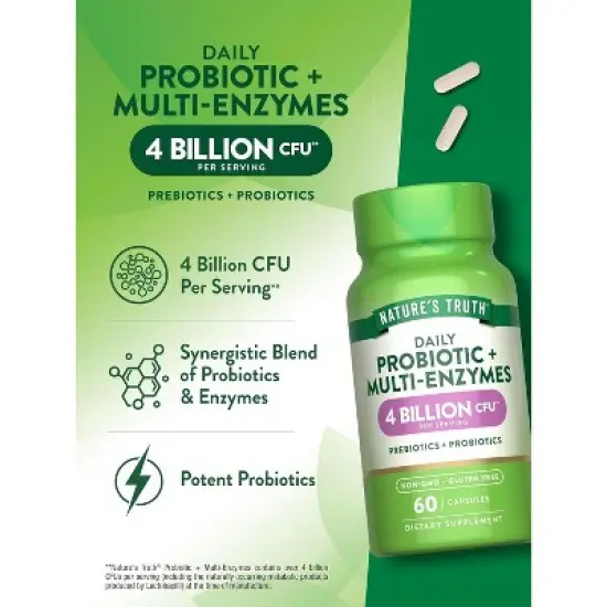 Nature's Truth Probiotics with Enzymes | 60 Capsules image {4}