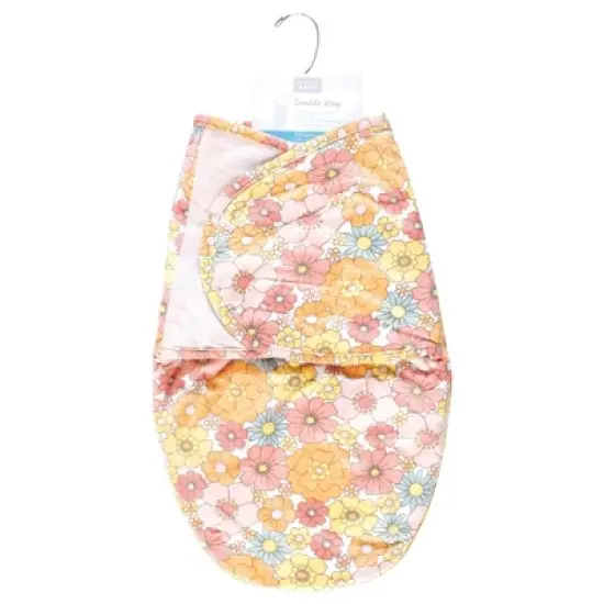 Hudson Baby Infant Girl Plush Faux Fur Swaddle Wrap, Peace Love Flowers, 0-3 Months image {1}
