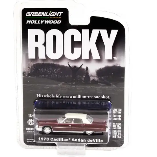 1973 Cadillac Sedan DeVille Burgundy w/White Top "Rocky" (1976) Movie "Hollywood Series" 1/64 Diecast Model Car by Greenlight image {2}