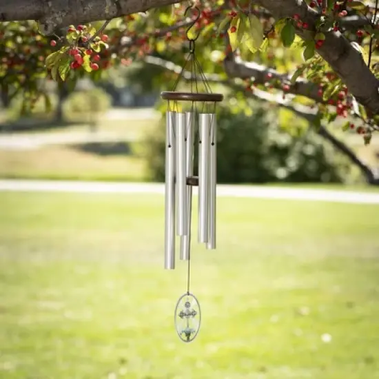 Woodstock Chimes Memorial Wind Chime Lily and Cross 25" image {4}