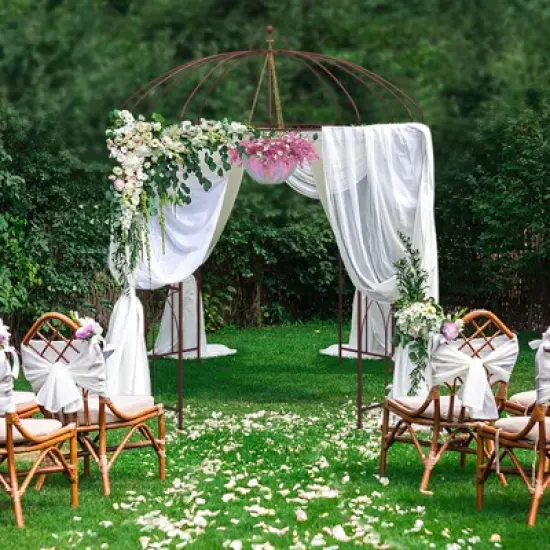 Tangkula 7&rsquo; x 8.4&rsquo; Birdcage Shape Garden Arbor Heavy Duty Metal Garden Gazebo Pergola w/ Trellis Plant Stand Rack for for Climbing Plants image {3}