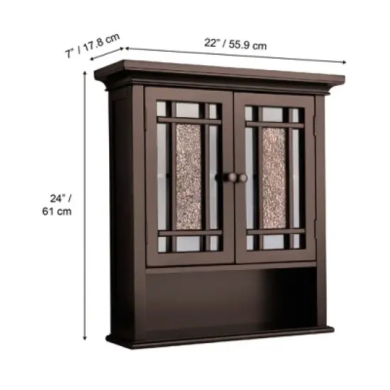 Teamson Home Windsor Removable Wooden Wall Cabinet with Glass Mosaic Doors, Dark Espresso image {3}
