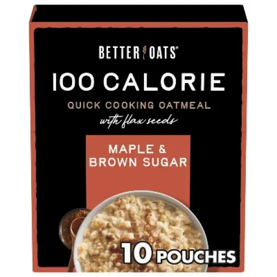 Better Oats 100 Calories Maple & Brown Sugar Whole Grain Instant Oatmeal with Flax - 10ct image {9}