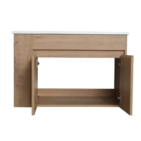 30" Bathroom Vanity with White Ceramic Basin and Adjustable Open Shelf - ModernLuxe image {7}