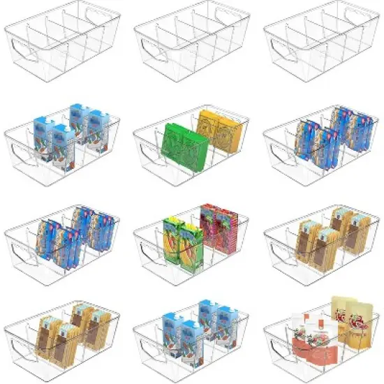 MaseiKar Clear Storage Organizer Bins 12 Pack Plastic Pantry Organization, Stackable Cabinet Containers for Kitchen, Fridge, Countertops image {7}