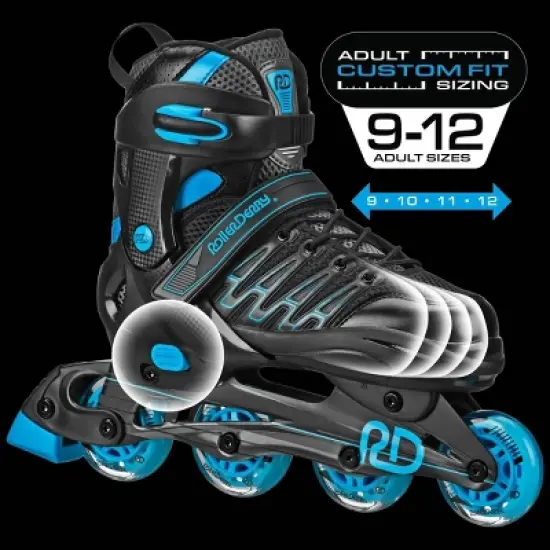 Roller Derby Custom Adult In-Fit Skates - Blue/Black 9-12: Adjustable, Padded Boot Shaft image {5}
