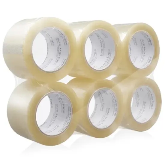 Sure-Max Extra-Wide Shipping & Packing Tape (3" x 110 yard/330' each) - Moving & Adhesive Carton Sealing - 2.0mil Clear - 6 Rolls image {1}