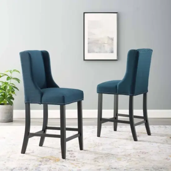 Set of 2 Baron Counter Height Barstool Upholstered Fabric - Modway image {6}