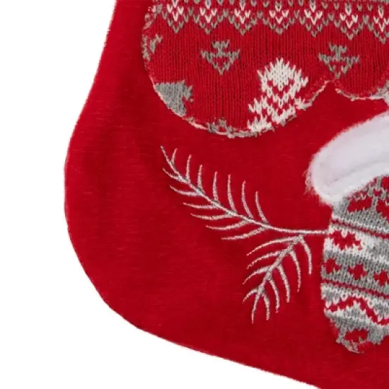 Northlight 20.5-Inch Red and White Winter Mittens Embroidered Christmas Stocking image {5}