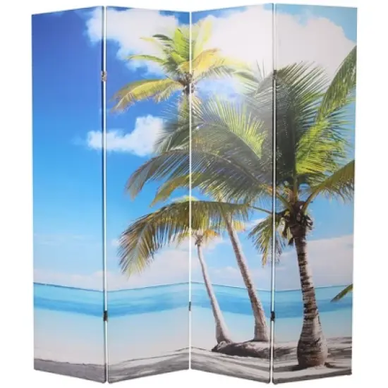 Legacy Decor Canvas Room Divider Double - Sided Digital Print Virgin Islands Beach Design image {1}