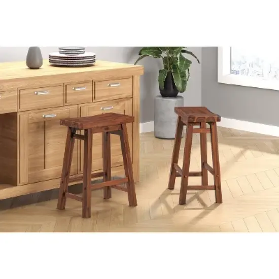 24" Sonoma Saddle Counter Height Barstools Wire Brushed Finish Chestnut - Boraam image {7}
